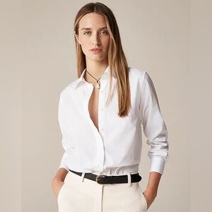 J. Crew Organic Cotton Slim Button Down White Shirt size 10 T